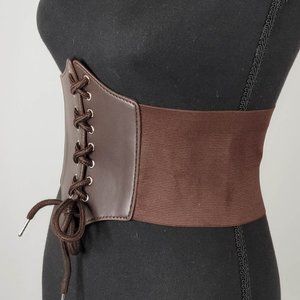 Faux Leather Lace Up Vintage Corset Belt